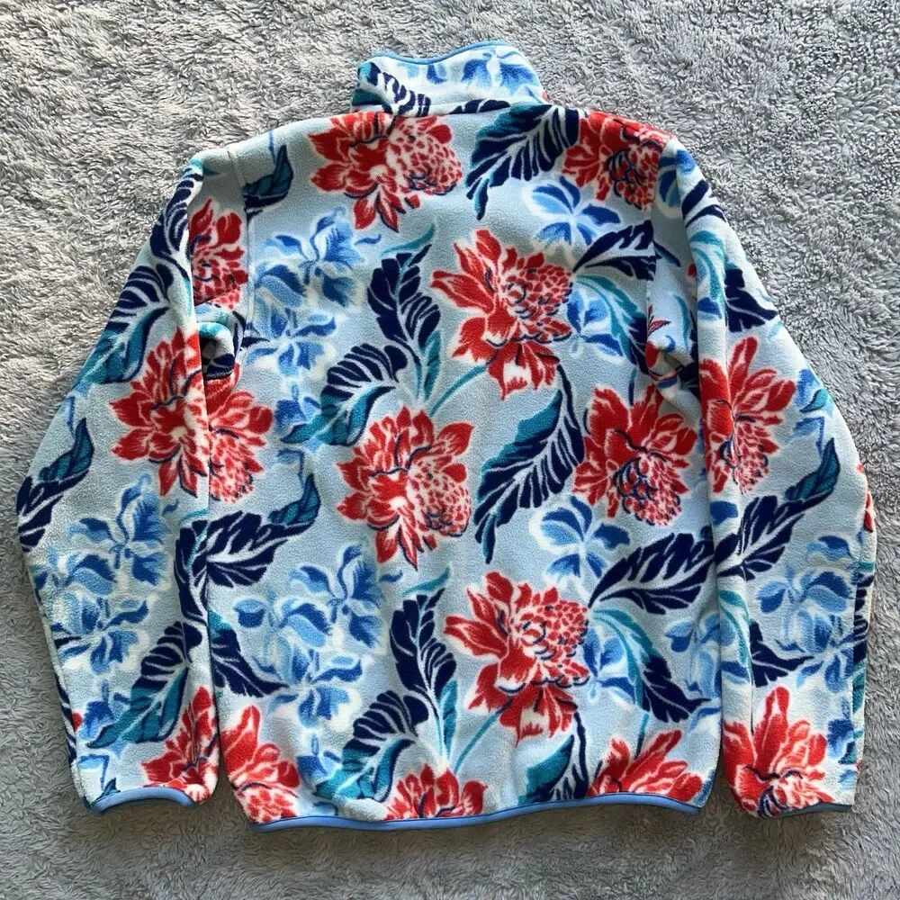 Patagonia Women  Synchilla Snap-T Pullover Hawaiian Floral Manoa Dusk Blue Small - Picture 5 of 6